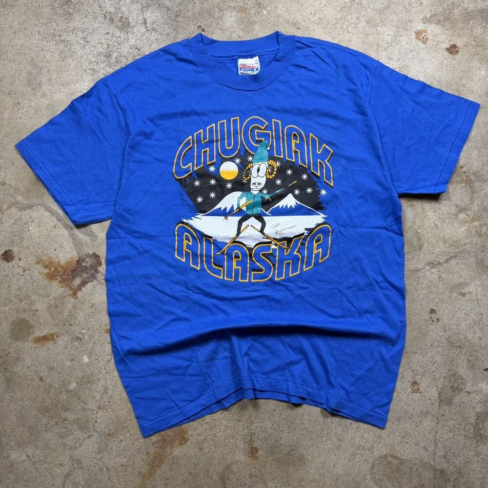VTG 90s Chugiak Alaska Skiing Outdoors Nature Shirt Size L